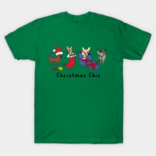 Green Christmas Chis - Smooth coat chihuahuas - Christmas Chihuahua Tee T-Shirt